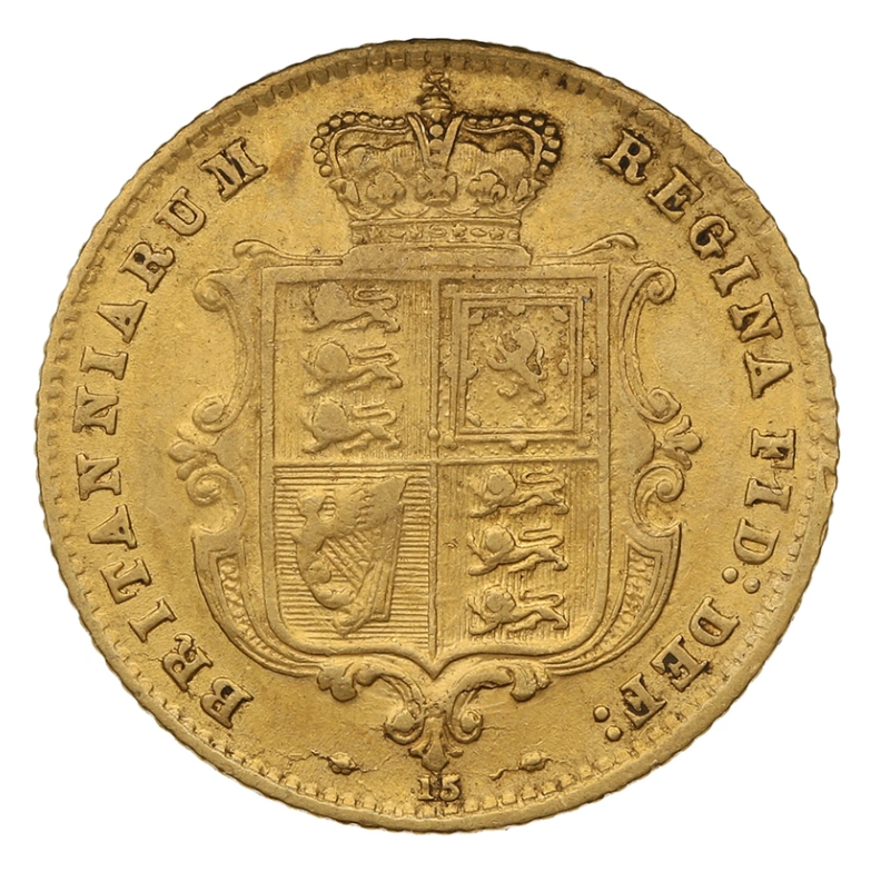1/2 Libra Victória - Brasão - Solteira - 1866 - Verso