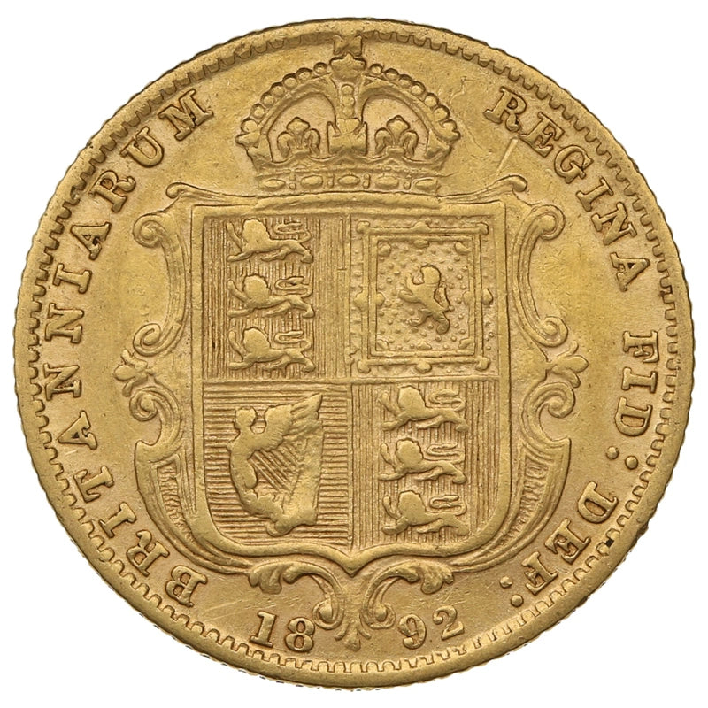 1/2 Libra Victória - Brasão - Casada - 1892 - Verso