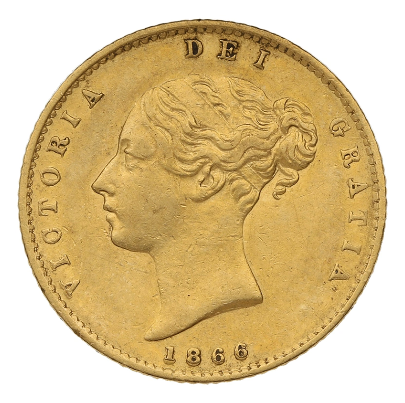 1/2 Libra Victória - Brasão - Solteira - 1866 - Frente