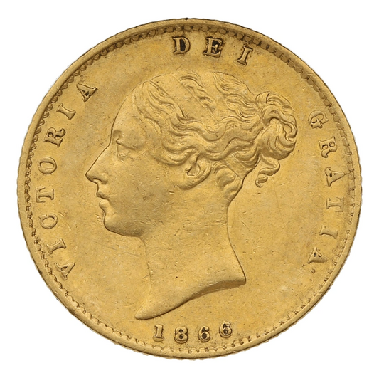 1/2 Libra Victória - Brasão - Solteira - 1866 - Frente